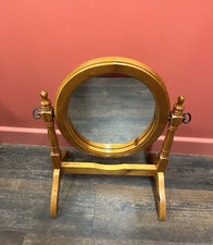 Vintage Antique Solid Pine Wood Oval Dressing Table Mirror FREE UK DELIVERY