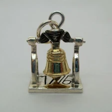 Sterling Silver LIBERTY BELL Charm for Bracelet PENDANT Independence Day CUTE!