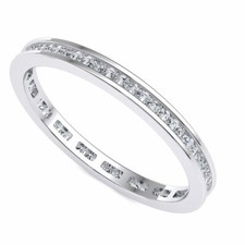 Ladies Thin Round Diamond Channel Eternity Band Ring 0.25ct 2mm Wide 14k Gold