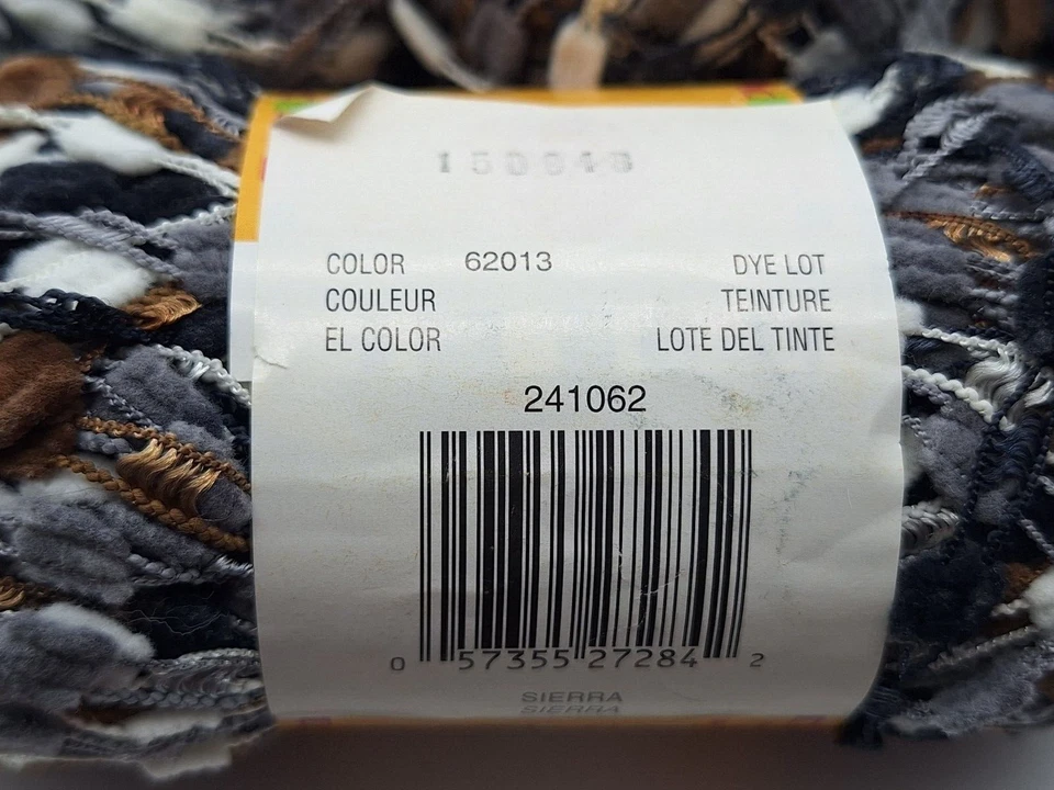 5 Balls Patons Evita Ladder Yarn Color Sierra 100% Nylon 1.75 oz ea Black White - Image 4 of 4