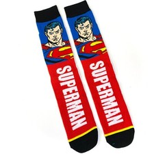 new SUPERMAN SOCKS red blue white BIG LOGO spellout dc comics MENS ADULT CREW