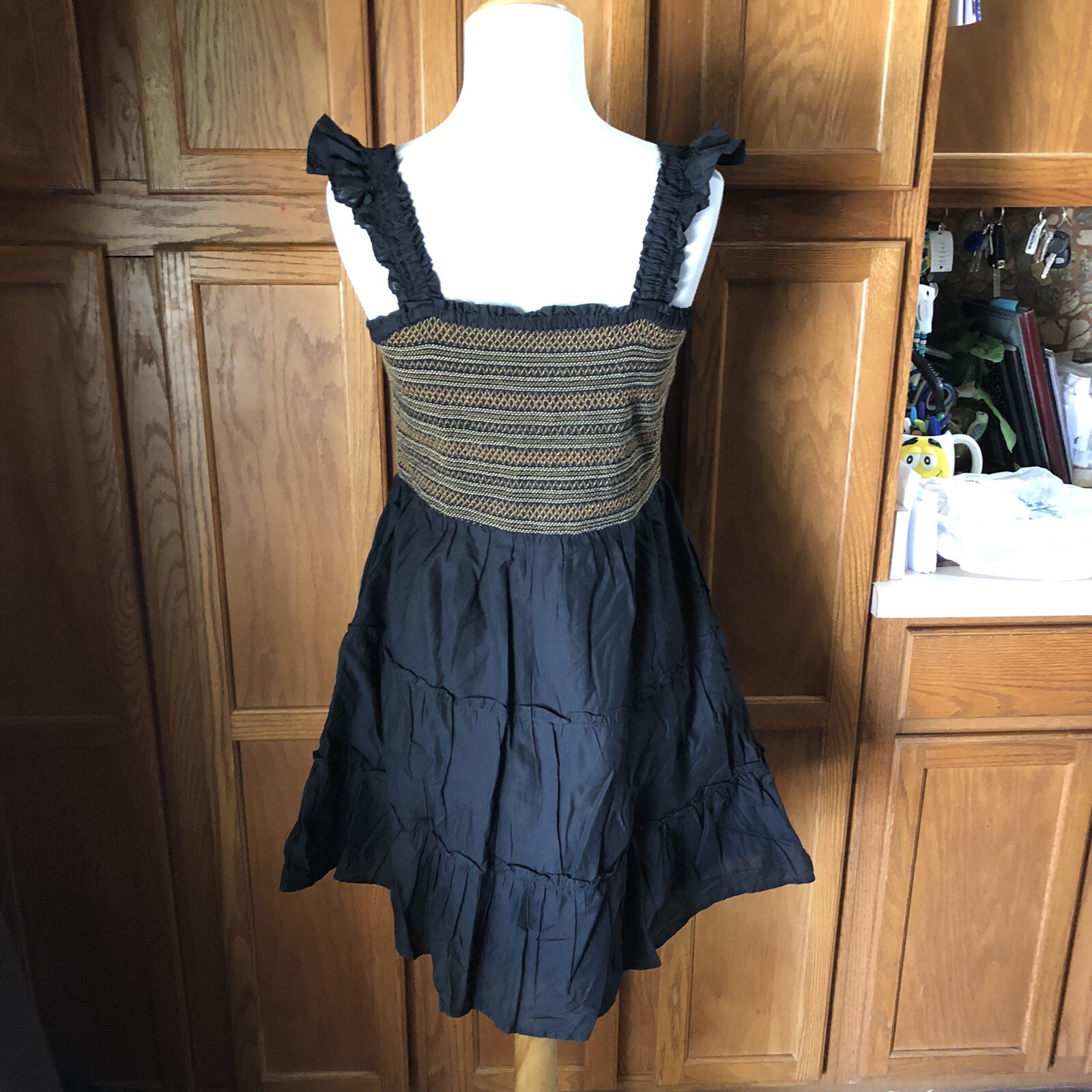 J Crew Women’s Square Neck Smocked Ruffle Tiered Mini Dress Petite Size PL NWI