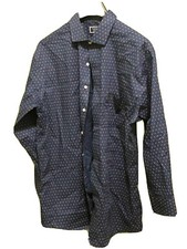 Club Room Mens Dress Shirt Blue Size 15.5 M Printed Button-Front 55