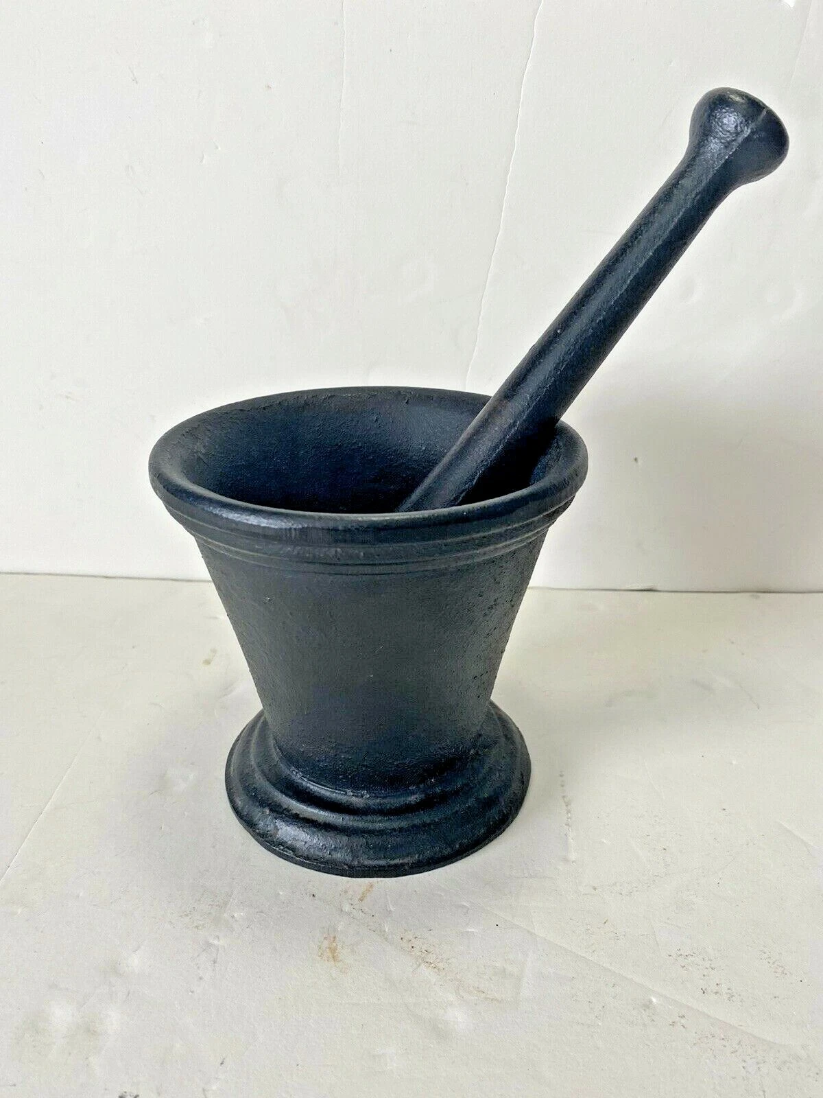 Antique Apothecary Cast Iron Mortar & Pestle Pharmacy Albert Los Angeles