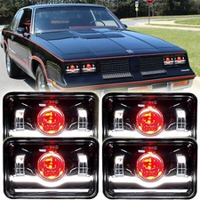 4pcs 4x6" DRL Led Headlight Hi/Lo Beam For 1980-1988 Oldsmobile Cutlass Ciera H4