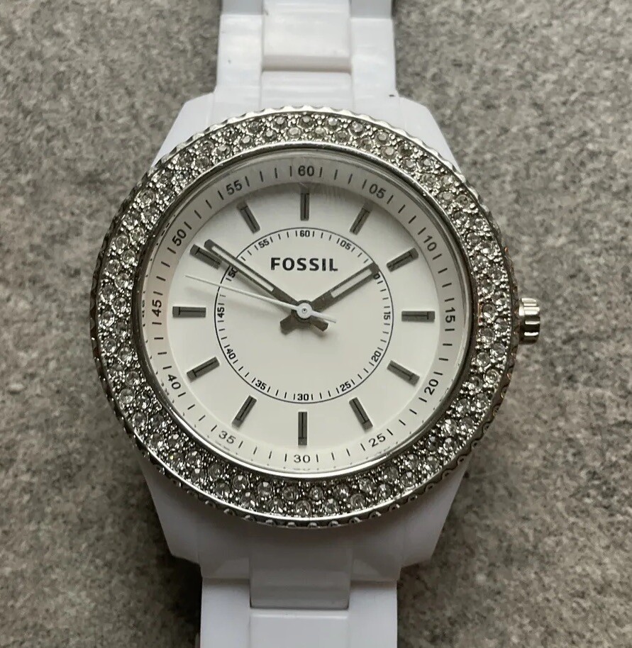 Ladies FOSSIL Stella Glitz Crystal Accent White Resin  display picture 3