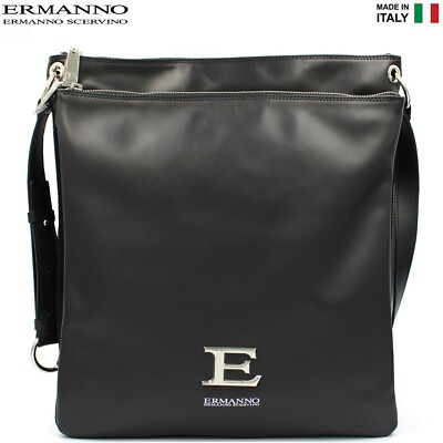 $370 ERMANNO Ermanno Scervino Italy designer black leather casual crossbody bag