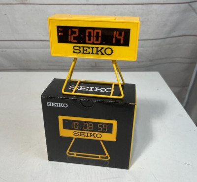 SEIKO Mini Sports Timer Clock SQ815Y Yellow Digital Alarm Clock