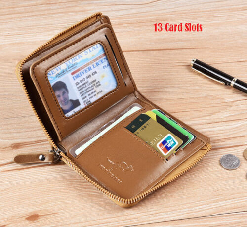 Men Men's S1 Leather Wallet ID Credit Card Holder Clutch Bifold Zipper Coin - Picture 77 of 77