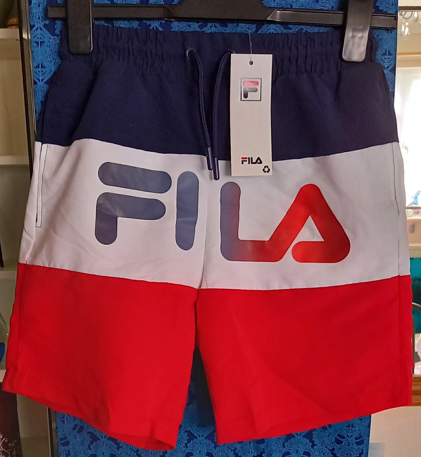 Pantaloncini da bagno Fila Nerin taglio e cucito colorblock per bambini taglia junior 13 15 anni