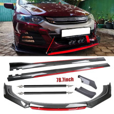 Carbon Fiber Look Red Front Lip Chin Bumper Side Skirt For Honda Insight