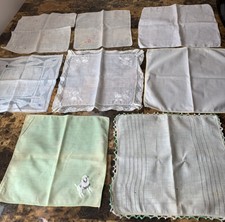 Vtg Hankies 8 Handkerchiefs Crafting Floral Edgings Poodle Cutters Handwork