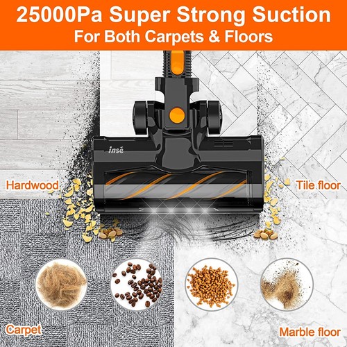 INSE S610 Cordless Stick Vacuum Cleaner 23000pa Stick Handheld Vac Carpet Floor eBay