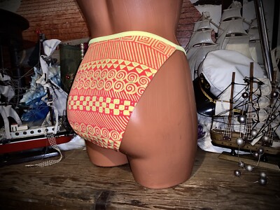NOS Vintage Venus Neon Aztec Gold Bling Foil Metallic Posing String Bikini M