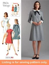 SEWING PATTERN Womens Clothes Dress 1960s 60s Retro Wednesday Adams Costume 9371