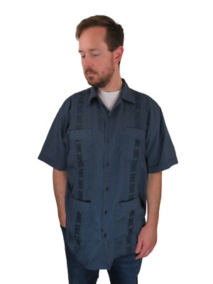 Vintage 80s Guayabera Mexican Cuban Camp Embroidered Aztec Dress Shirt Mens XL | eBay Vintage 80s Guayabera Mexican Cuban Camp Embroidered Aztec Dress Shirt Mens XL | eBay