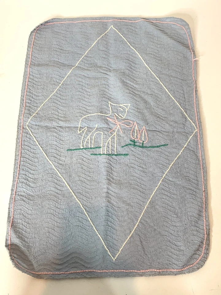 Cobertor de colcha vintage anos 50 chenille bebê cordeiro estado excelente 23x15 - Imagem 3 de 4