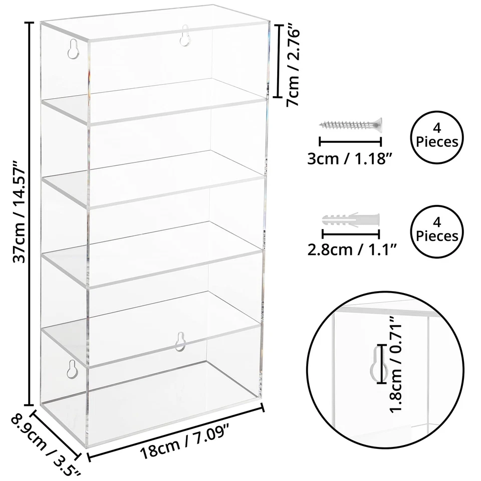 Belle Vous Vetrina Espositiva da Parete in Acrilico Trasparente - 18 x 8,9 x 37 - Immagine 2 di 4