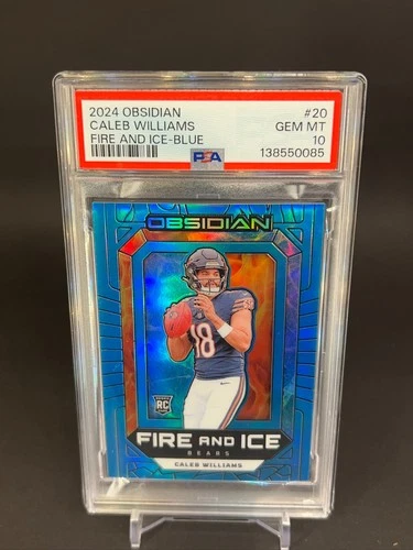 🥶   Caleb Williams Fire & Ice Blue /25 PSA 10 Rookie 2024 Obsidian ICEMAN Pop 3