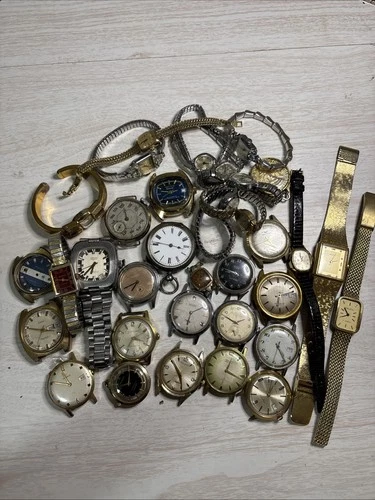 PARTS REPAIR Vintage Watch Lot 33 Watches AS IS Elgin Gruen Timex Bulova Benrus