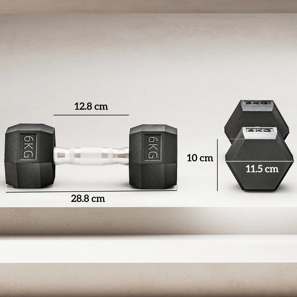 HOMCOM Hexagonal Dumbbells Kit Weight Lifting Exercise for Home Fitness 2x6kg, photo 3 of 5