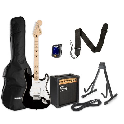 Squier Affinity Strat Black + MA 15 - E-Gitarren Anfänger Set