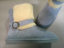 Bearpaw Millie NeverWet Suede/Shearling Booties Boots Women's 8 M - Light Blue