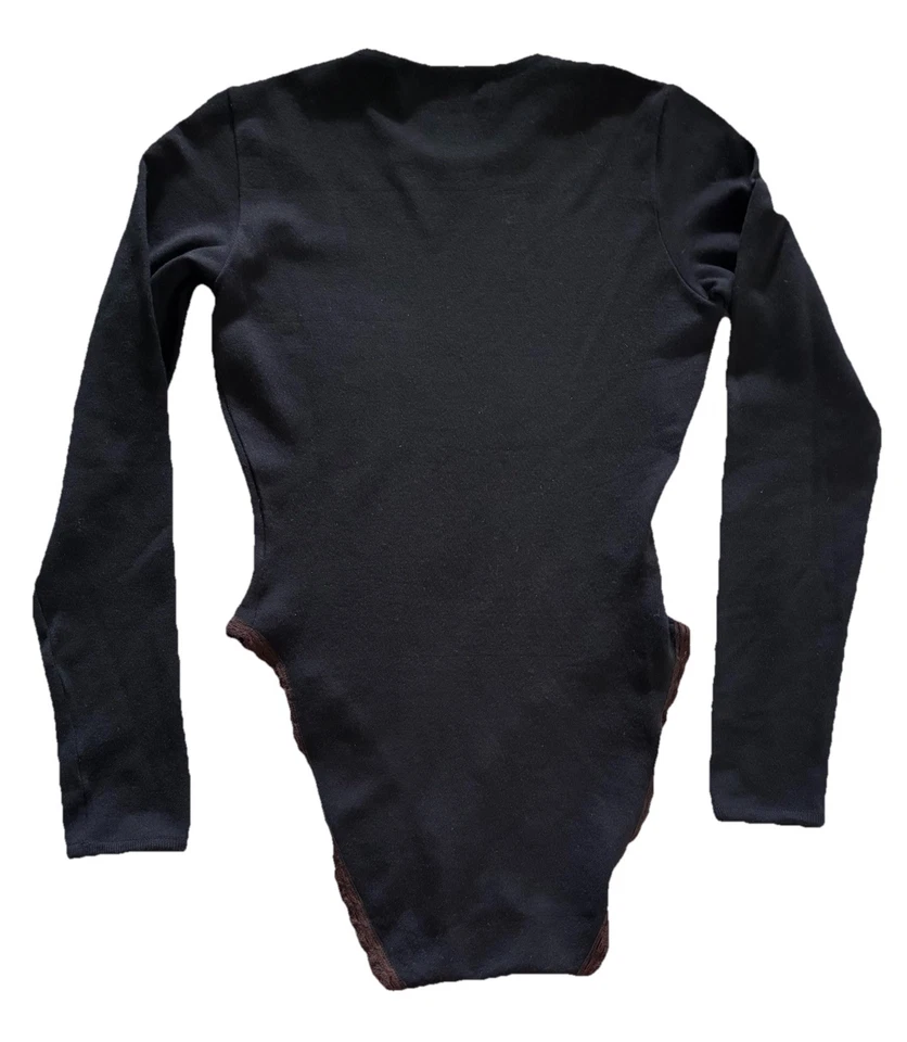 Body De Colección Años 90 Donna Karan Nueva York Negro Mezcla Lana Hecho en Hong Kong Talla S Foto 2 de 4