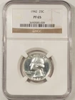 1942 PROOF WASHINGTON QUARTER - NGC PF-65, WHITE!