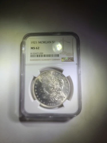 1921 P Morgan Silver Dollar MS62 NGC With Masive Die Crack Not Graded As Error
