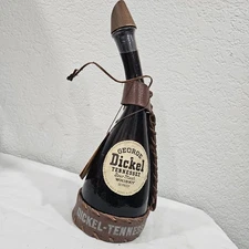 George Dickel Tennessee Whiskey Bottle - Vintage Leather Harness Souvenir  Empty