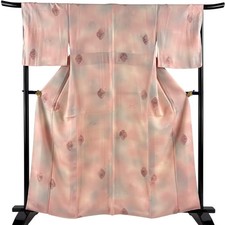 JAPANESE KIMONO FINE PATTERN PINK 161cm 5 ft 3 in PURE SILK B2600