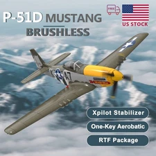 VOLANTEXRC Brushless 4 Channel RC Planes for Adluts, RTF P-51D Mustang Fighter