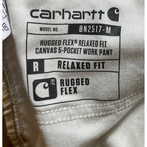 Carhartt Mens 40x32 Relaxed Rugged Flex Canvas Work Pants Khaki Brown BN2517-M - Picture 7 of 9