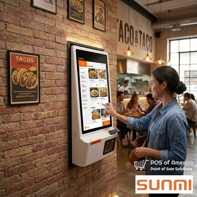 Sunmi K2 Self-Service Wall Mount Kiosk Printer Scanner Android 7 23.8 touchscren