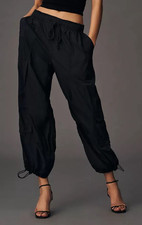 Daily Practice Antropologie Base Jump Parachute Pants Womens M Black Cargo Baggy