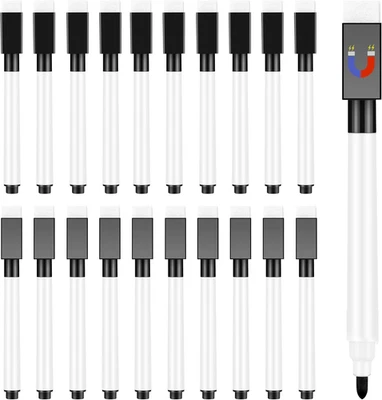 MEETORY 20 Stück Whiteboard Marker Magnetisch, 3 in 1 Folienstift Abwischbar Trocken Abw