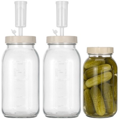 Fermentation Jar, 2 Pcs Glass Fermenting jar with Date Tracker & One-Way Air ...
