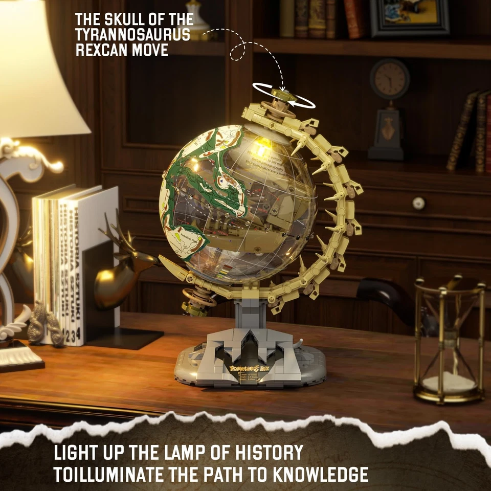 Dinosaur Skull Fossils Globe Building Set,360° Rotatable Globe Display Model ... - Image 4 of 4