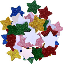 45Pcs Colorful Glitter Foam Stickers- Self Adhesive Star Shape Glitter Sticker f