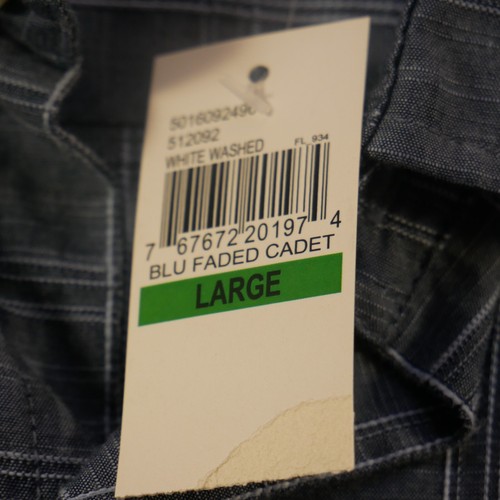 NWT Van Heusen Casual Wear Shirt L Blue Check Button Up Short Sleeve Club - Picture 4 of 11
