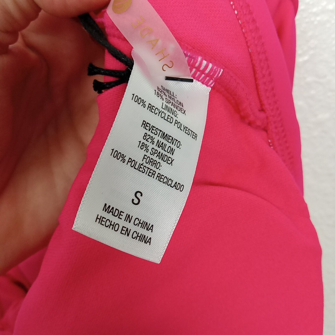 Shade & Shore Bathing Suit S 4-6 Pink High Leg Cheeky One Piece Swimwear NWT