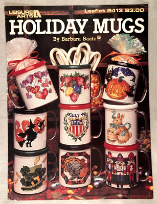 Holiday Mugs by Barbara Baatz - Leisure Arts #2413  - 9 Cross Stitch Projects