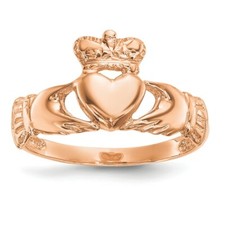 14k Rose Gold Polished Claddagh Ring Size: 7