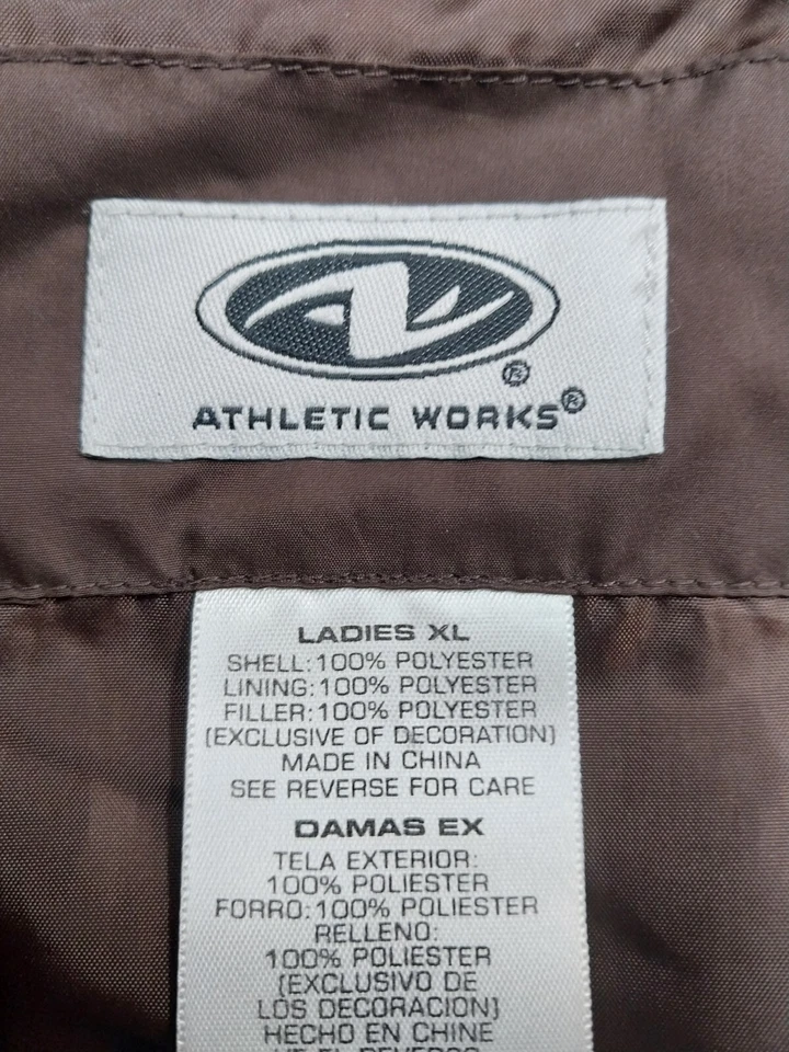 Athletic Works Puffer Coat Womens XL Brown Chocolate Front Winter Jacket - Image 3 of 4