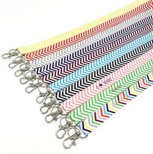 Personalized Monogrammed polyester fabric Chevron necklace lanyard with key ring
