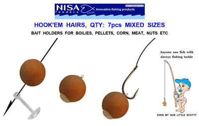 NISA HOOK EM HAIRS 7pcs CARP FISHING HAIR RIG BOILIE PELLET CORN