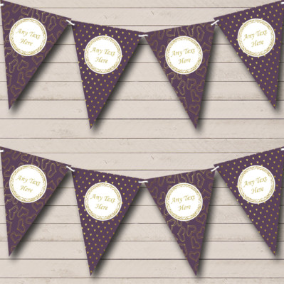 Party Banner Wimpel Pflaume Lila & Gold Liebe Herzen Hochzeit Veranstaltungsort oder Empfang