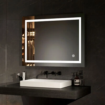 EMKE Bathroom LED Mirror W/ Shaver Socket Demister Lights Illuminated Bluetooth