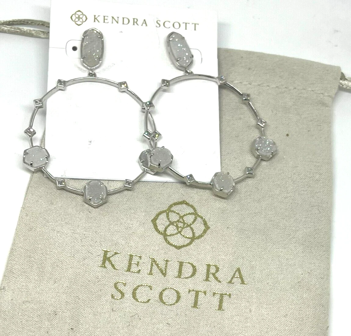 NWT Kendra Scott Sheila Faceted Frontal Hoop Earrings MSRP 180